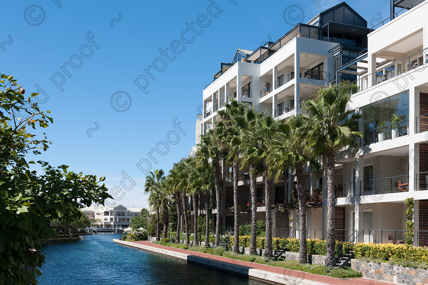 Waterfront Apartments V&A Cape Town 
 View along the canal to the V&A Waterfront Apartments, Cape Town, South Africa 
 Keywords: Waterfront, Apartment, V&A, Victoria and Alfred, Victoria, Cape Town, Canal, Falconnier, South Africa