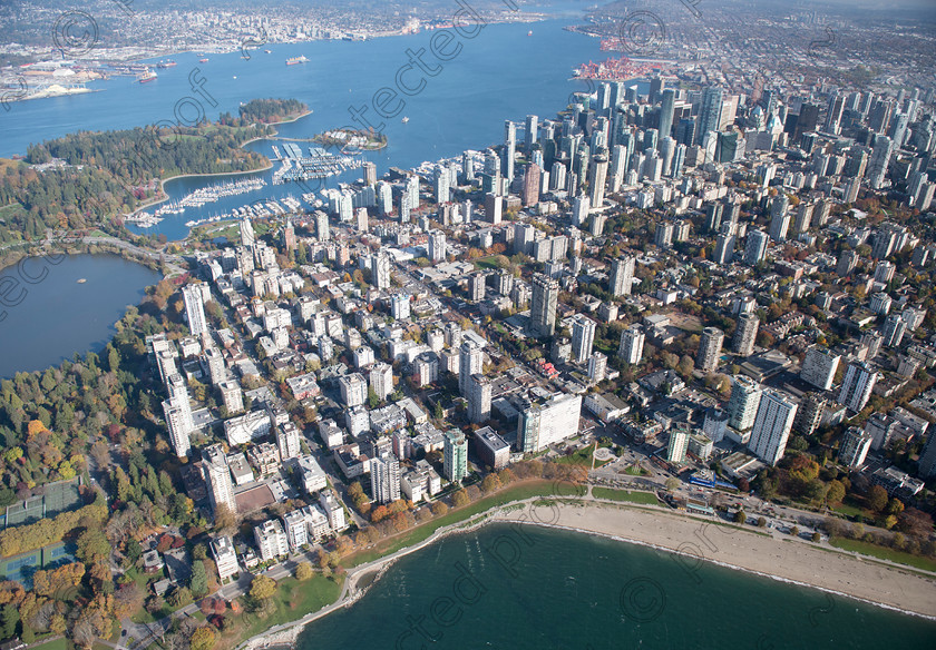 D4S4799 
 Downtown Vancouver - Aerial View from West End 
 Keywords: Downtown,Vancouver,City, British Columbia, Canada, Coal Harbour, English Bay Beach,