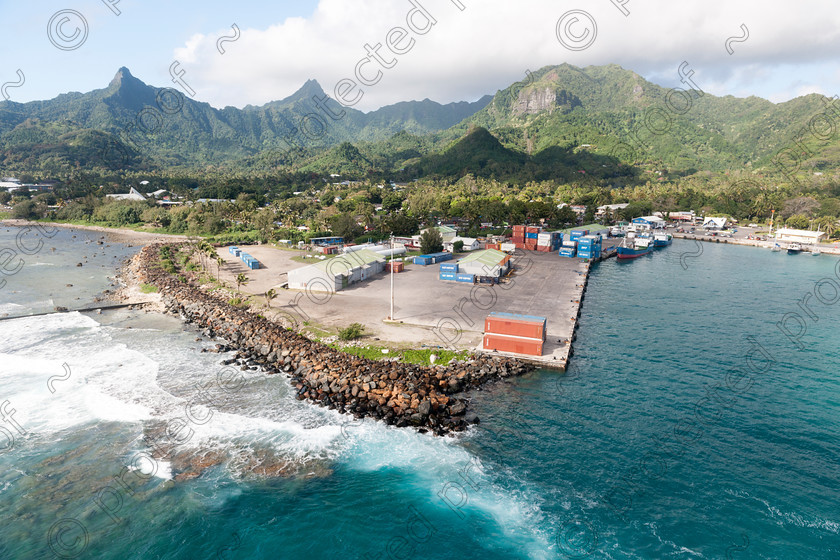 D3X2229 
 Avarua Harbour - Rarotonga 
 Keywords: Avarua, Harbour,Rarotonga,Cook Islands,South Pacific,Aerial Photograph,Aerial Photography,port, docks,reef,containers